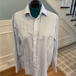 Charles Tyrwhitt Sky Blue check Patterned Dress Shirt non iron French cuff